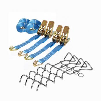 Basic Stakes Kit.  4 Ratchet straps + 4 Stakes